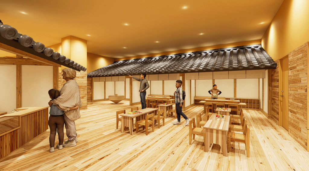 おままごと遊びが楽しめるお店屋さんが並ぶエリア